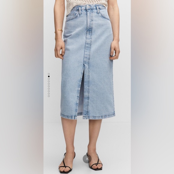 NWOT MANGO Denim Midi Skirt - Picture 1 of 12